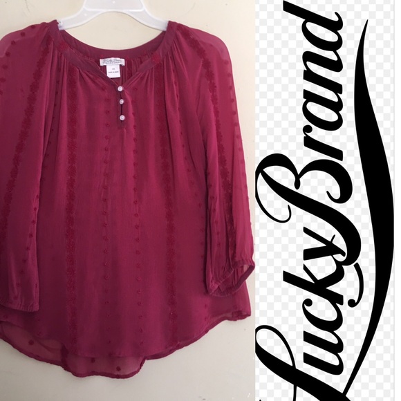 Lucky Brand Tops - LUCKY BRAND Boho Top Long Sleeve Silk Blouse Sz XS